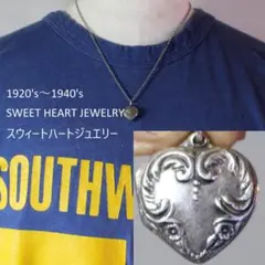 30s　スウィートハートジュエリー　ww2パフィハート　ターコイズ　渦巻模様 40s スウィートハートジュエリー パフィハート シルバー