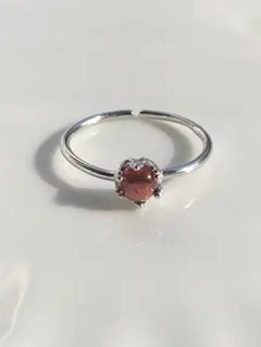 ガーネット　シルバー925 フリーサイズ　オープンリング（7〜11号）