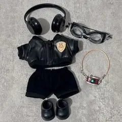 ぬい服 ぬいぐるみ服 ラブブ 着せ替え 6点セット LABUBU 黒
