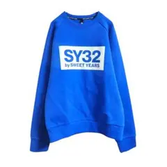 SY32 ダンボールニット スウェット ロゴ ブルー S