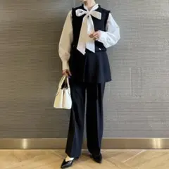 ボウタイブラウス 長袖 白