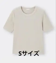 GU　リブTシャツ　Sサイズ　ベージュのサムネイル