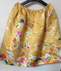 Chesty フラワーバード　 フレアスカート　ゴールドイエロー系　花柄　レア