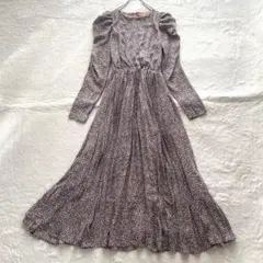 美品✨eimy istoire パフスリーブ プリーツ ロングワンピース 花柄