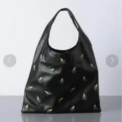 【美品】ユナイテッドアローズ レザー 刺繍花柄 ハンドバッグ ブラック