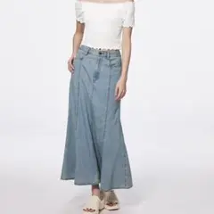GU ライトデニムフレアマキシスカート