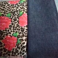 薔薇の花柄ヒョウ柄&デニム生地