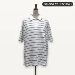 zk993【XL】GIANNI VALENTINO ポロシャツ ストライプ 半袖のサムネイル