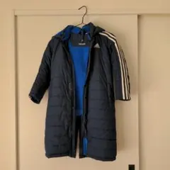 adidas ネイビー ロングベンチコート