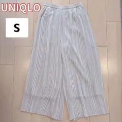 美品　ユニクロ　シフォン　プリーツスカートパンツ　ワイドパンツ　ベージュ　S