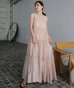 anuans テンセルリッチオーガンティアードワンピース M