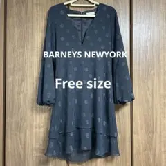 【美品】バーニーズニューヨーク　バルーン袖ワンピース ブラック　Ａラインのサムネイル