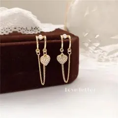 No.348 ハートゴールドチェーンピアス 韓国 量産型 ゆめかわ