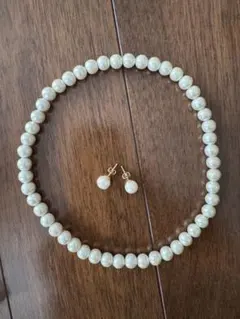 コットンパール ネックレスとピアス セット