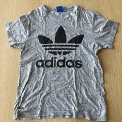 adidas トレフォイル 総柄 Tシャツ グレー XS