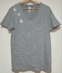 グレー 星柄プリント Tシャツ