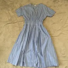 ▪️美品▪️アーバンリサーチドアーズ カシュクールロングワンピース 青白ストライプ