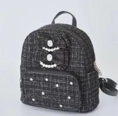 【最終値下げ】タグ付き新品未使用 アンクルージュ ビジューリボンツイードリュックのサムネイル