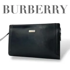 良品 807 バーバリー サフィアーノレザー クラッチバッグ メンズ ブラック