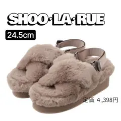 シューラルー❣️ フェイクファー スリッパ サンダル 24.5cm ブラウン