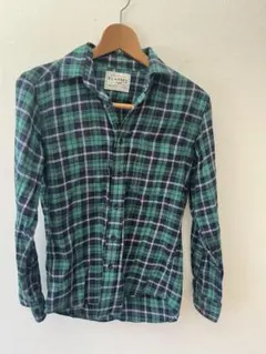 ユニクロ　FLANNEL チェックシャツ グリーン系 XSサイズ