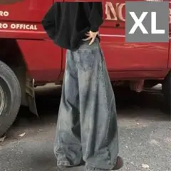 極太 バルーンワイド デニム パンツ ヴィンテージフェード Y2K グランジ ス