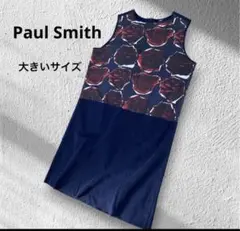 大きいサイズ！PS Paul Smith/サテン切り替えサマーニットワンピースのサムネイル