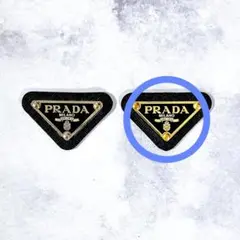 【 黒×金 】PRADA プラダ レザー プレート カボション ロゴ