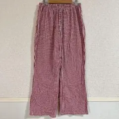 Just Polly 赤 ギンガムチェック パンツ M パジャマ ルームウェア