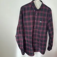 LACOSTE 長袖シャツ M 黒と赤のチェック