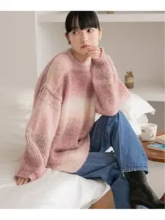 LOWRYS FARM グラデーションニット　ピンク