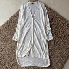 極上の清涼感 セオリー Theory リネン混 ロングカーディガン S 白 麻