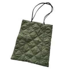 キルティングトートバッグ カーキ　内ポケットあり