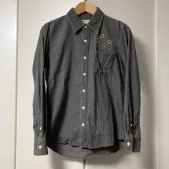 ⭐️アーカイブ⭐️ レミ レリーフ 花スタッズ コーデュロイシャツ チャコールグレー