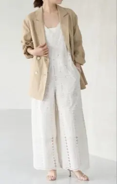 24SS IENA イエナ レース オールインワン サロペット ホワイト 36