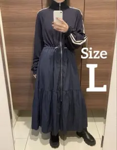 異素材ジャージラインドロストワンピース