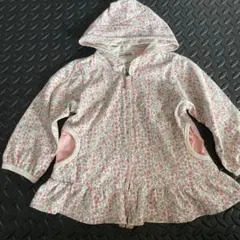 Branshes 花柄フード付きパーカー 90 フリル　女の子　羽織り　春