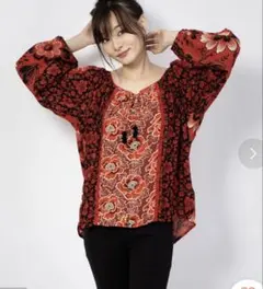 デシグアル 花柄 チャイナ　レース編　長袖シャツのサムネイル