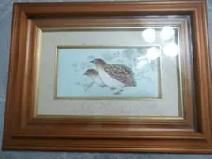 陶板画 鳥 ツガイ 額入り