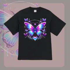 ❤️人気❤️ハイクオリティー Tシャツ 蝶々 Y2K ネオン 前 ブラック Mサイズ