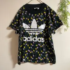 adidas Tシャツ XS 半袖 ブラック 黒 160 花柄 かわいい