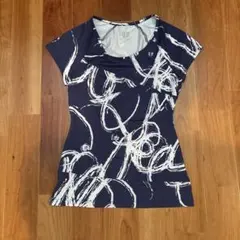 ELEVENネイビー抽象パターン半袖ウェアS