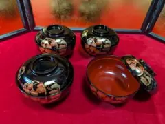 清朝 木製 漆塗 細工彫り『鳳凰文』喰籠 蓋物 菓子器 / 茶道具 懐石道具 清朝 木製 漆塗 細工彫り『龍鳳凰文』喰籠 蓋物 菓子器 / 茶道具