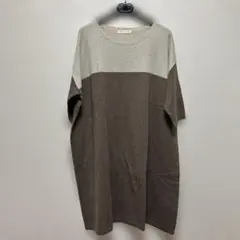 Studio Clip バイカラー 七分袖ニットワンピース