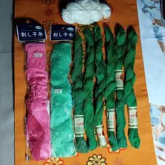 刺し子糸セット ピンク・緑・白