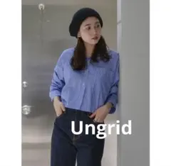 Ungrid ショートデザインシャツ　ストライプ　長袖のサムネイル