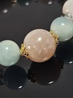 限定SALE！アクアマリン・ローズクォーツ ブレスレット内径１４cmきつめ水晶