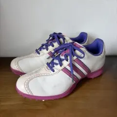 adidas レディース ゴルフシューズ ホワイト ピンク 24cm - メルカリ
