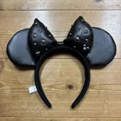 スタッズ付き黒ミニー耳カチューシャ