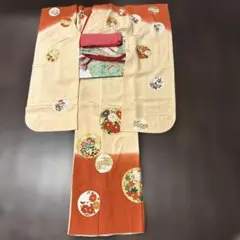 成人式　正絹振袖・袋帯・帯揚・帯締・重ね衿5点セット155〜165㌢用